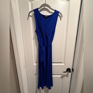 Blue Sleeveless Dress with belt